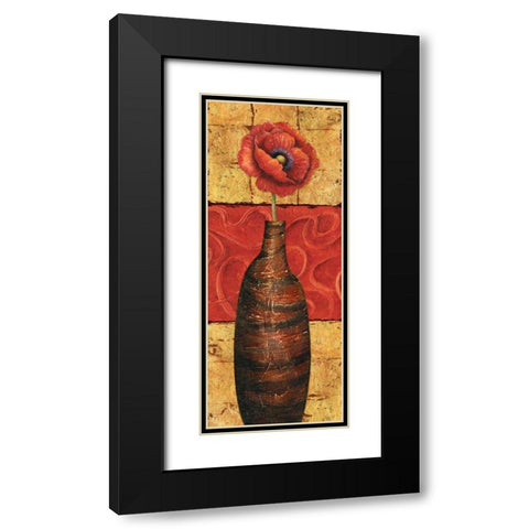 Fleur sur Tuiles I Black Modern Wood Framed Art Print with Double Matting by Corbin, Delphine