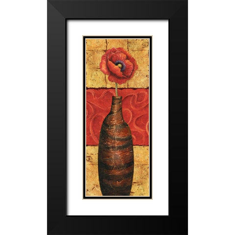 Fleur sur Tuiles I Black Modern Wood Framed Art Print with Double Matting by Corbin, Delphine