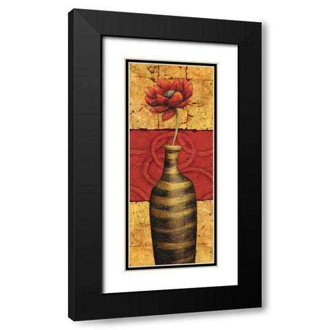 Fleur sur Tuiles II Black Modern Wood Framed Art Print with Double Matting by Corbin, Delphine
