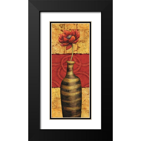 Fleur sur Tuiles II Black Modern Wood Framed Art Print with Double Matting by Corbin, Delphine
