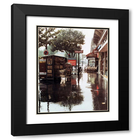 Sidewalk in Rain Black Modern Wood Framed Art Print with Double Matting by Cieslikowski, Zeny