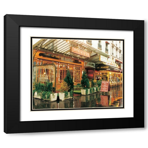 Bistro de la Gare Black Modern Wood Framed Art Print with Double Matting by Cieslikowski, Zeny
