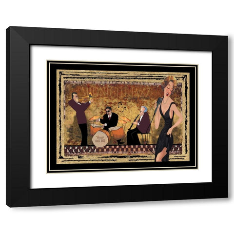 Jam Session II Black Modern Wood Framed Art Print with Double Matting by CW Designs Inc.