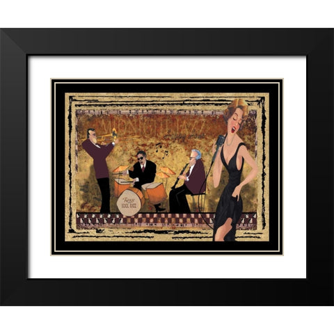 Jam Session II Black Modern Wood Framed Art Print with Double Matting by CW Designs Inc.