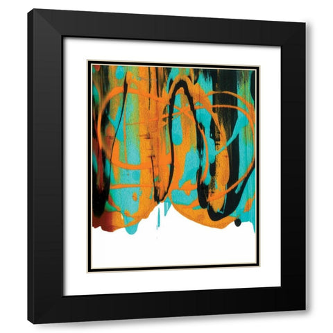 Orange Splatters Black Modern Wood Framed Art Print with Double Matting by Dilbeck, Nikki