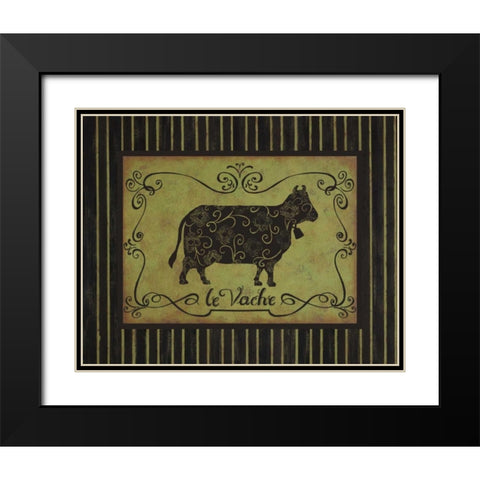 la Vache Black Modern Wood Framed Art Print with Double Matting by Devereux, Sophie