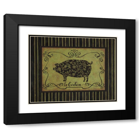 le Cochon Black Modern Wood Framed Art Print with Double Matting by Devereux, Sophie