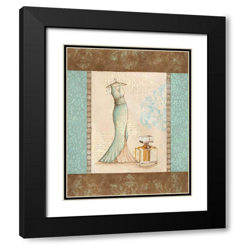 Aqua Fashion I Black Modern Wood Framed Art Print with Double Matting by Devereux, Sophie