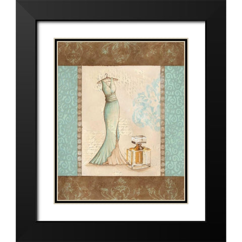 Aqua Fashion I Black Modern Wood Framed Art Print with Double Matting by Devereux, Sophie