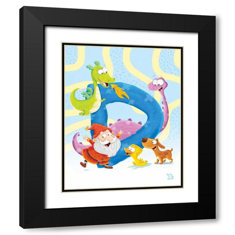 Dancing D Black Modern Wood Framed Art Print with Double Matting by Blue Fish
