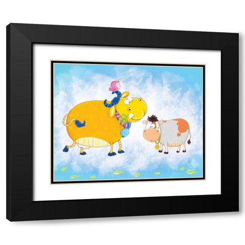 Milky Moo Black Modern Wood Framed Art Print with Double Matting by Blue Fish