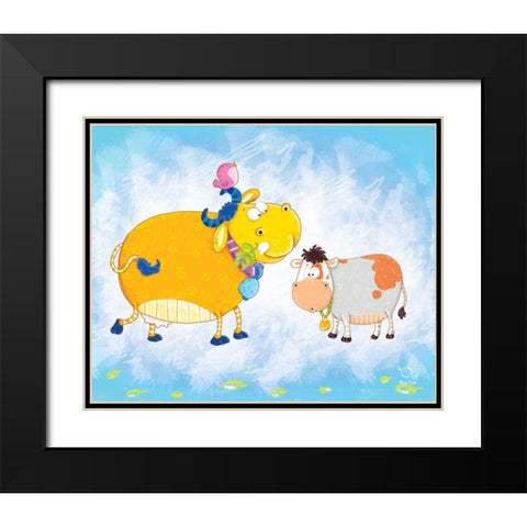 Milky Moo Black Modern Wood Framed Art Print with Double Matting by Blue Fish