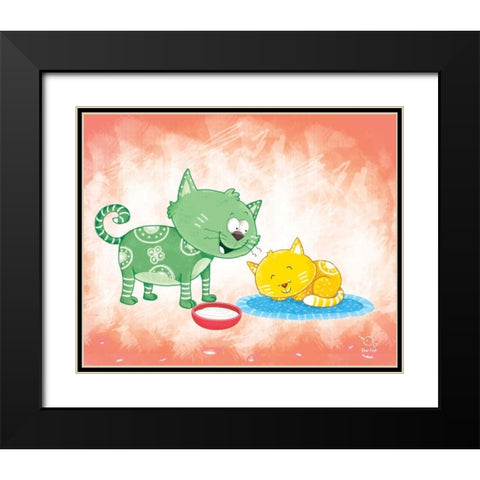 Kitty Koo Black Modern Wood Framed Art Print with Double Matting by Blue Fish