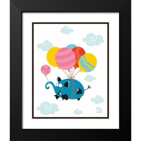 Ballooony Ellie Black Modern Wood Framed Art Print with Double Matting by Blue Fish