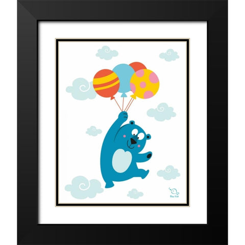 Ballooony Boo Black Modern Wood Framed Art Print with Double Matting by Blue Fish