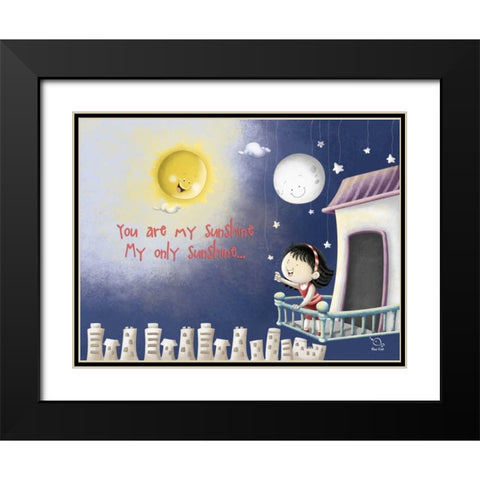 Sun, Moon, Stars Black Modern Wood Framed Art Print with Double Matting by Blue Fish