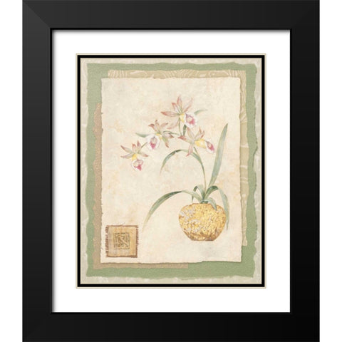 Orchid II Black Modern Wood Framed Art Print with Double Matting by Gladding, Pamela