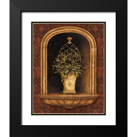 Olive Topiary Niches II Black Modern Wood Framed Art Print with Double Matting by Gladding, Pamela
