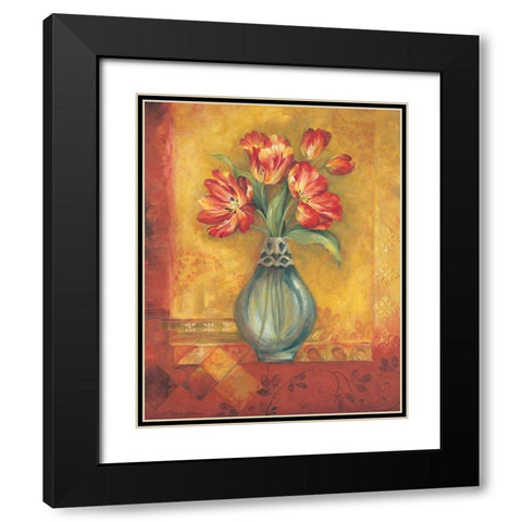 Pandoras Tulips Black Modern Wood Framed Art Print with Double Matting by Gladding, Pamela