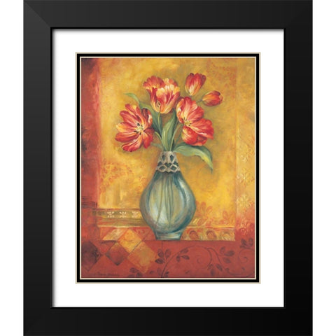 Pandoras Tulips Black Modern Wood Framed Art Print with Double Matting by Gladding, Pamela