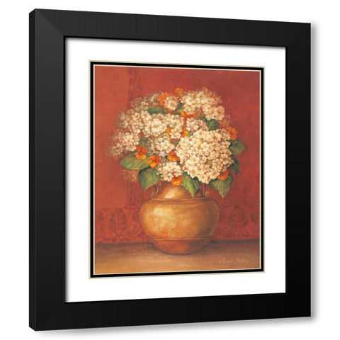 Tuscan Hydrangeas Black Modern Wood Framed Art Print with Double Matting by Gladding, Pamela