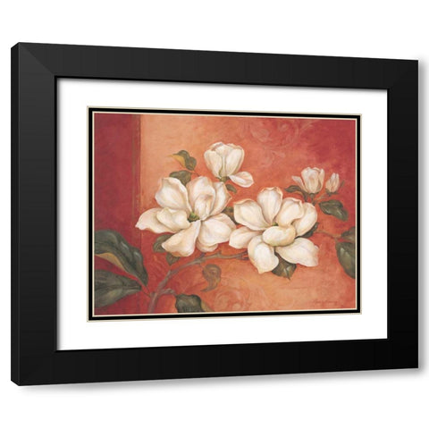 Magnolias Black Modern Wood Framed Art Print with Double Matting by Gladding, Pamela