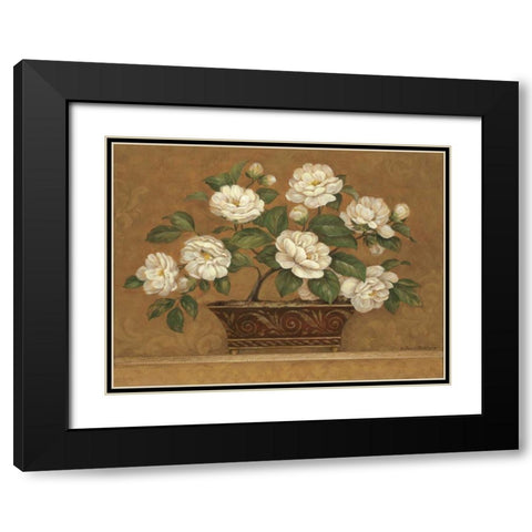 Camellia Tapestry Black Modern Wood Framed Art Print with Double Matting by Gladding, Pamela