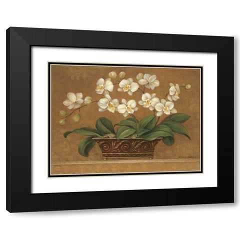 Orchid Tapestry Black Modern Wood Framed Art Print with Double Matting by Gladding, Pamela