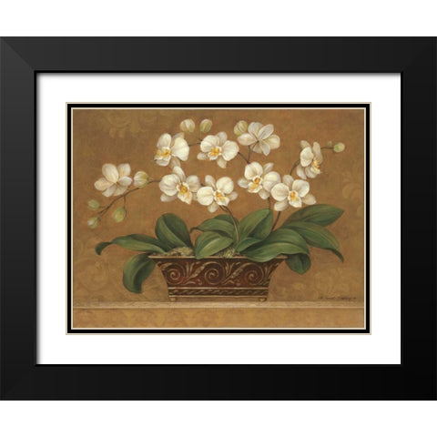 Orchid Tapestry Black Modern Wood Framed Art Print with Double Matting by Gladding, Pamela