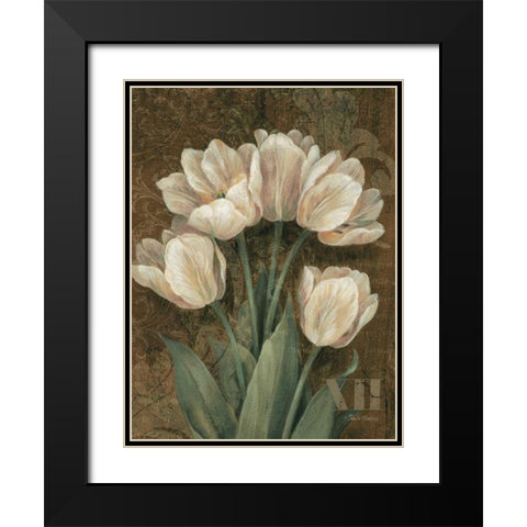 Petit Jardin Tulips Black Modern Wood Framed Art Print with Double Matting by Gladding, Pamela