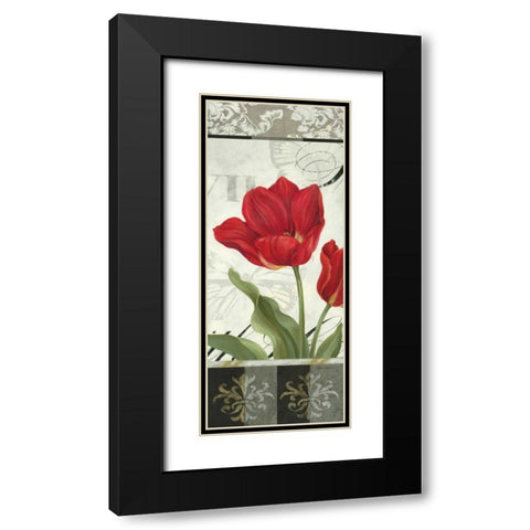 Etude en Rouge Panel II Black Modern Wood Framed Art Print with Double Matting by Gladding, Pamela
