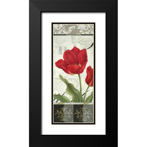 Etude en Rouge Panel II Black Modern Wood Framed Art Print with Double Matting by Gladding, Pamela