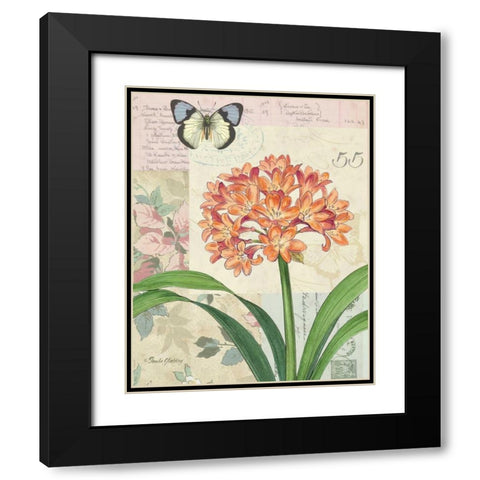Clivia Floral Collage Black Modern Wood Framed Art Print with Double Matting by Gladding, Pamela
