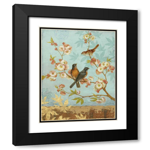 Robins and Blooms Black Modern Wood Framed Art Print with Double Matting by Gladding, Pamela