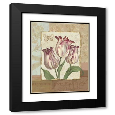 Flower Trio I Black Modern Wood Framed Art Print with Double Matting by Gladding, Pamela