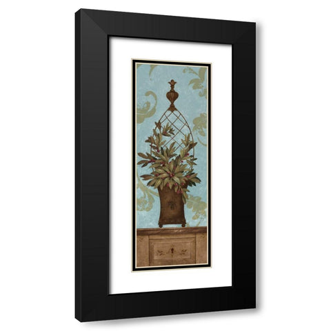 Blue Olive Topiary I Black Modern Wood Framed Art Print with Double Matting by Gladding, Pamela
