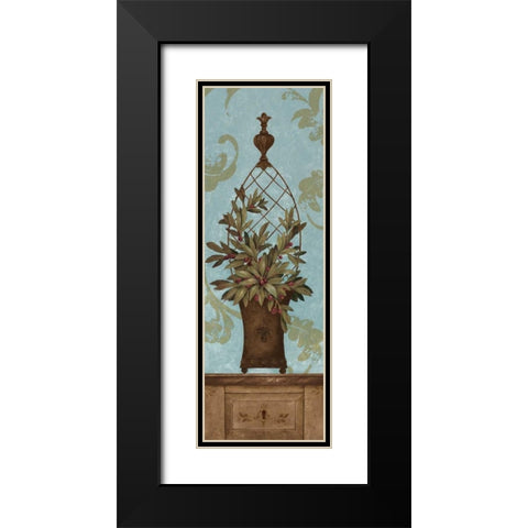 Blue Olive Topiary I Black Modern Wood Framed Art Print with Double Matting by Gladding, Pamela