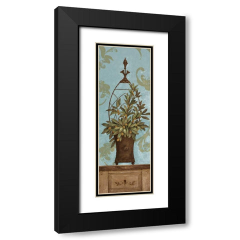 Blue Olive Topiary II Black Modern Wood Framed Art Print with Double Matting by Gladding, Pamela