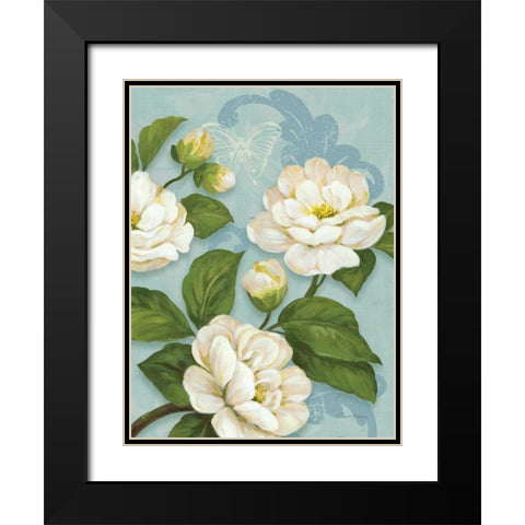 Camellias Black Modern Wood Framed Art Print with Double Matting by Gladding, Pamela