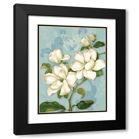 Magnolias Black Modern Wood Framed Art Print with Double Matting by Gladding, Pamela