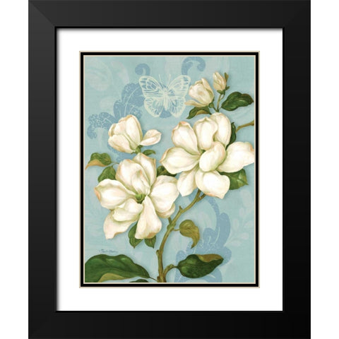 Magnolias Black Modern Wood Framed Art Print with Double Matting by Gladding, Pamela