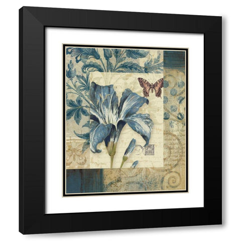 Blue Moods Lily Black Modern Wood Framed Art Print with Double Matting by Gladding, Pamela