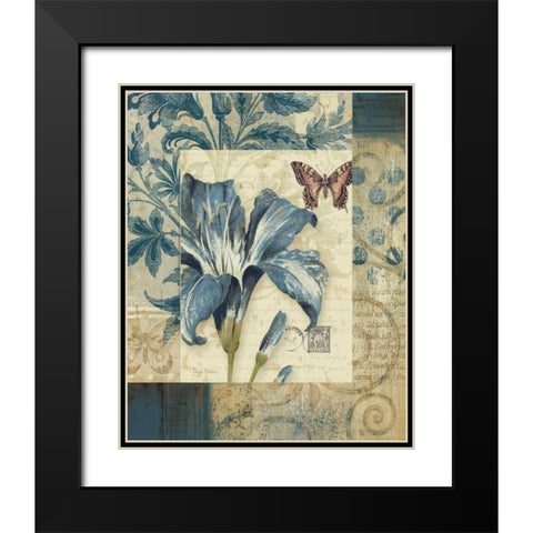 Blue Moods Lily Black Modern Wood Framed Art Print with Double Matting by Gladding, Pamela