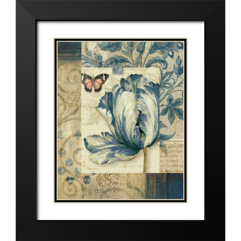 Blue Moods Tulip Black Modern Wood Framed Art Print with Double Matting by Gladding, Pamela