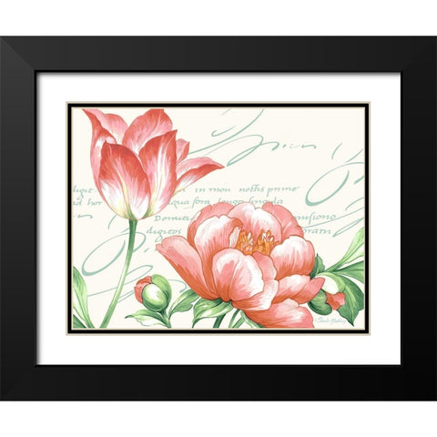 Pink Blossoms I Black Modern Wood Framed Art Print with Double Matting by Gladding, Pamela