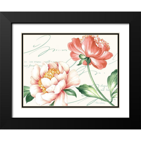 Pink Blossoms II Black Modern Wood Framed Art Print with Double Matting by Gladding, Pamela