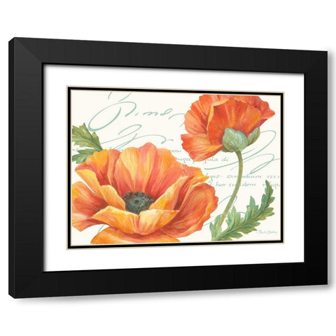 Orange Poppies II Black Modern Wood Framed Art Print with Double Matting by Gladding, Pamela
