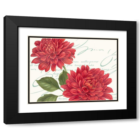 Red Dahlias Black Modern Wood Framed Art Print with Double Matting by Gladding, Pamela
