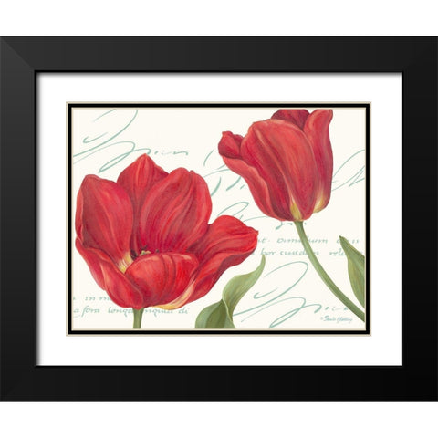 Red Tulips Black Modern Wood Framed Art Print with Double Matting by Gladding, Pamela