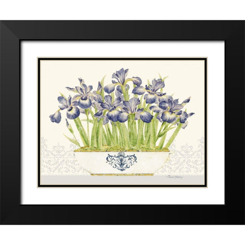 Imperial Irises Horizontal Black Modern Wood Framed Art Print with Double Matting by Gladding, Pamela